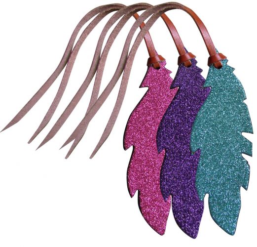 Plume en cuir pailletée, turquoise, rose ou violet, décoration western