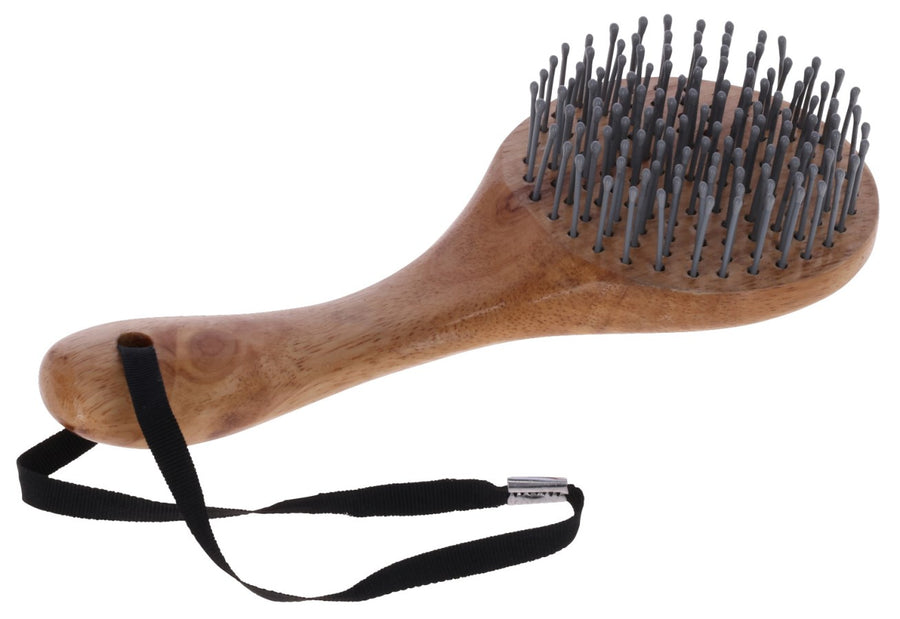 Brosse crinière et queue MagicBrush en bois naturel, picots arrondis