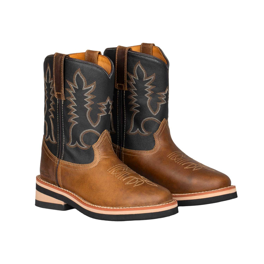 Bottes western unisexe Pro-Tech West en cuir, semelle caoutchouc cousue