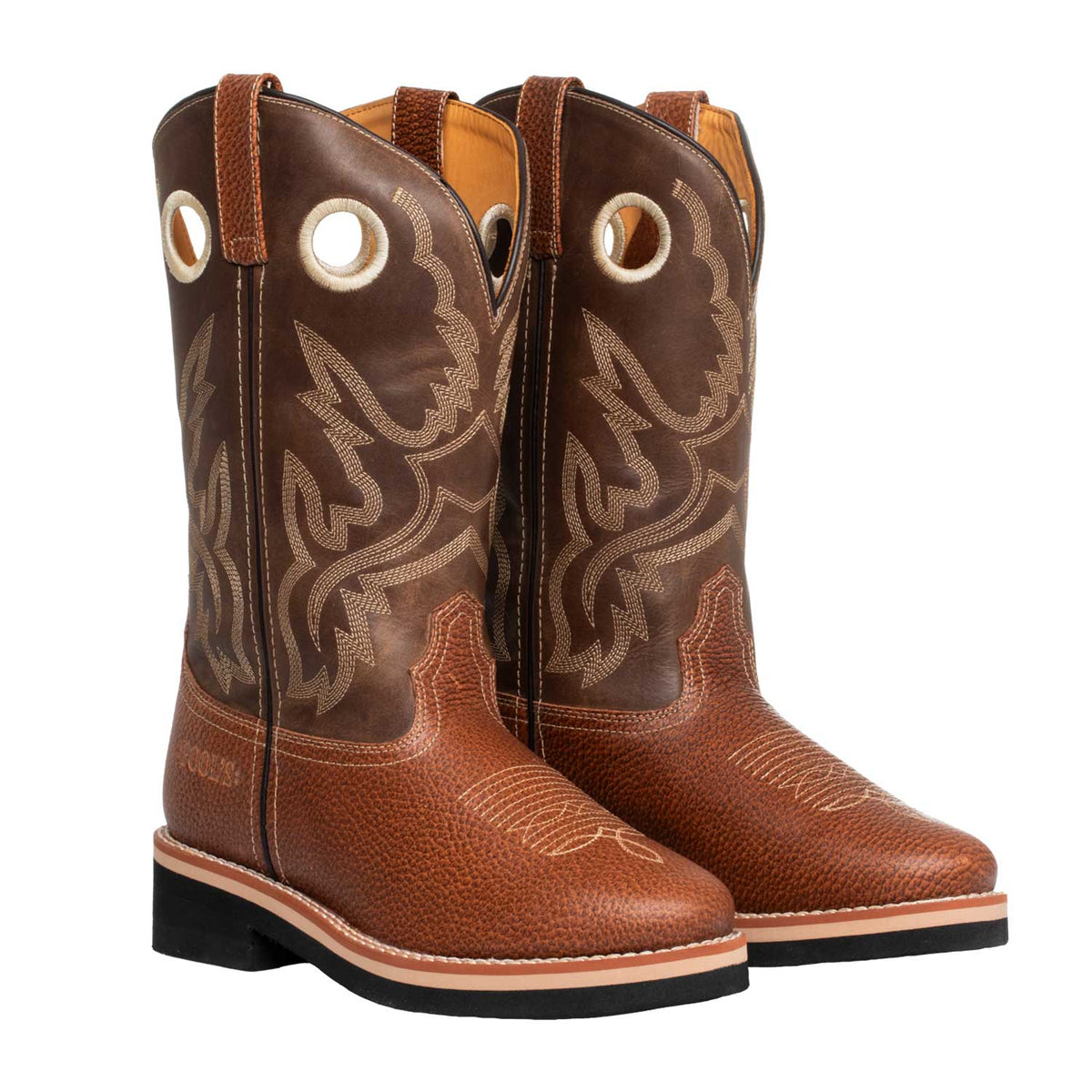 Bottes western buckaroo Pool's en cuir, tirants renforcés