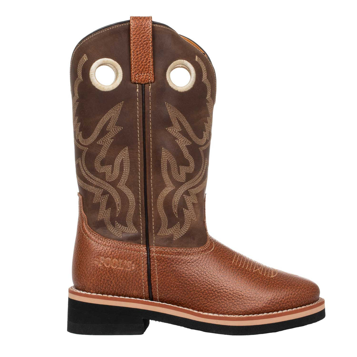 Bottes western buckaroo Pool's en cuir, tirants renforcés