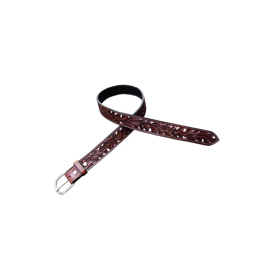 Ceinture western Pool's Bicolor en cuir à motifs floraux gravés