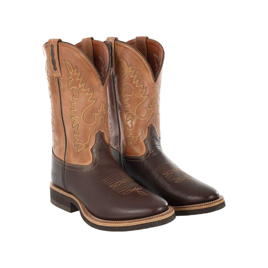 Bottes western Pool's Team Roper en cuir brodé bicolore et cuir martelé