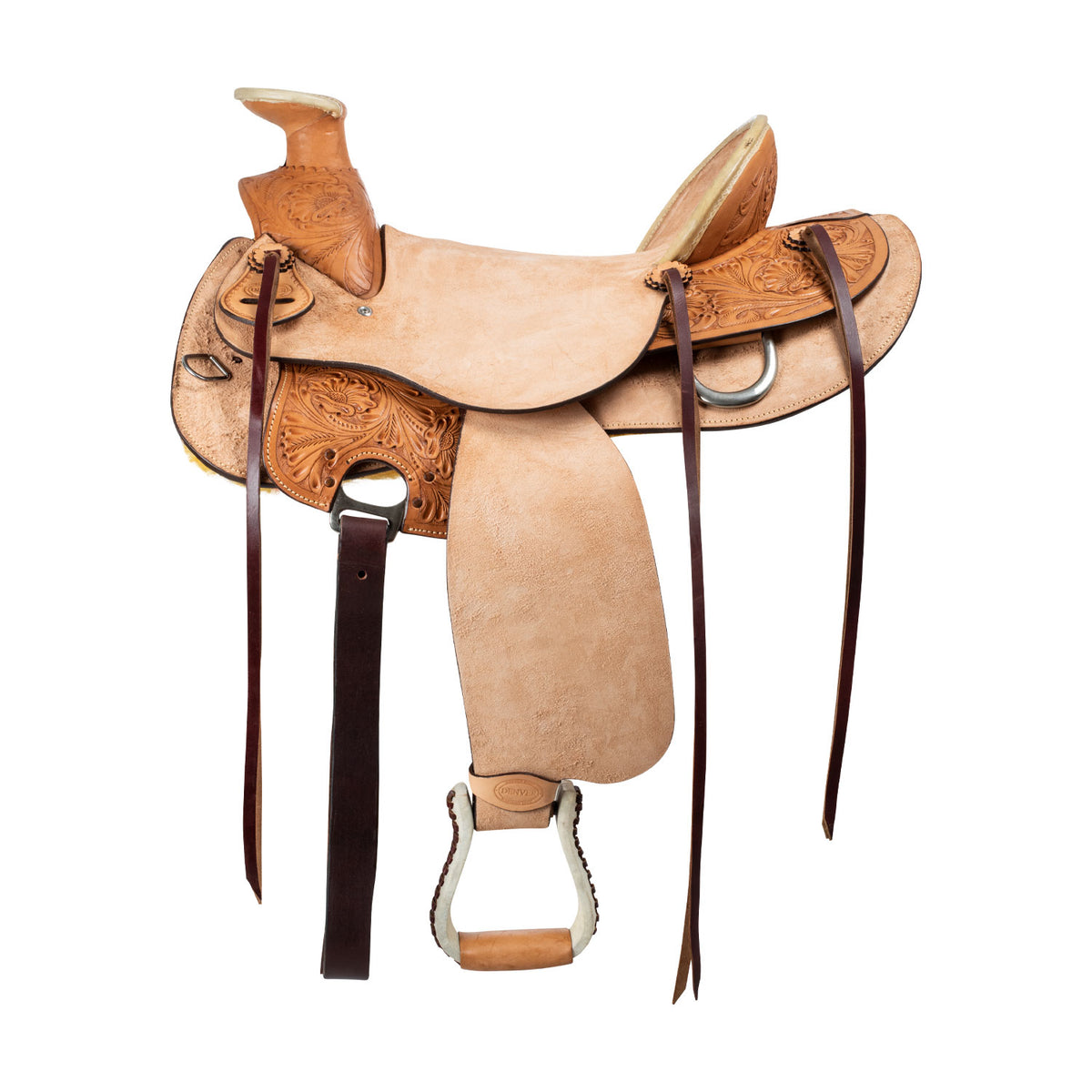Selle western Wade Running en cuir retourné et décor floral, 16 ou 17 pouces