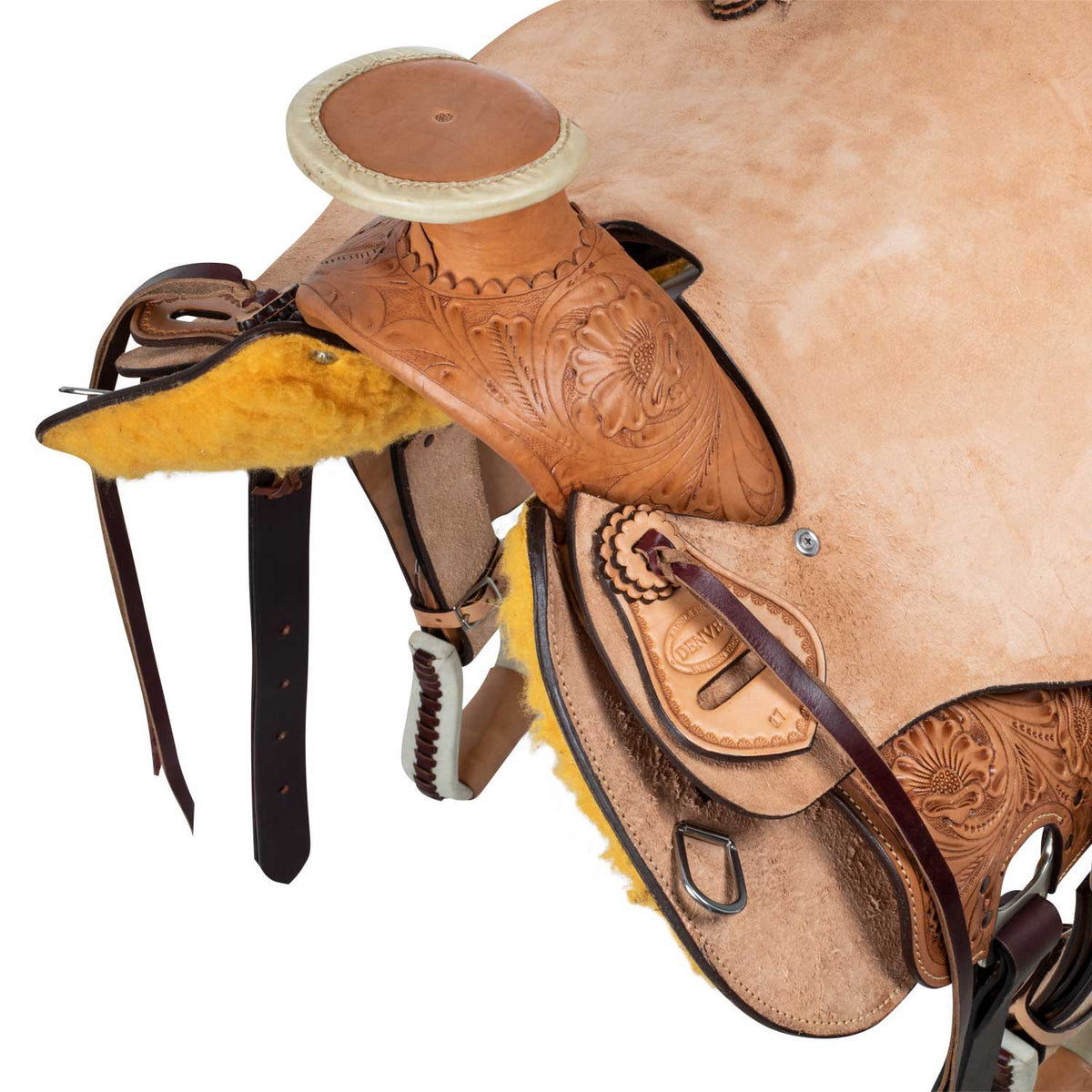 Selle western Wade Running en cuir retourné et décor floral, 16 ou 17 pouces