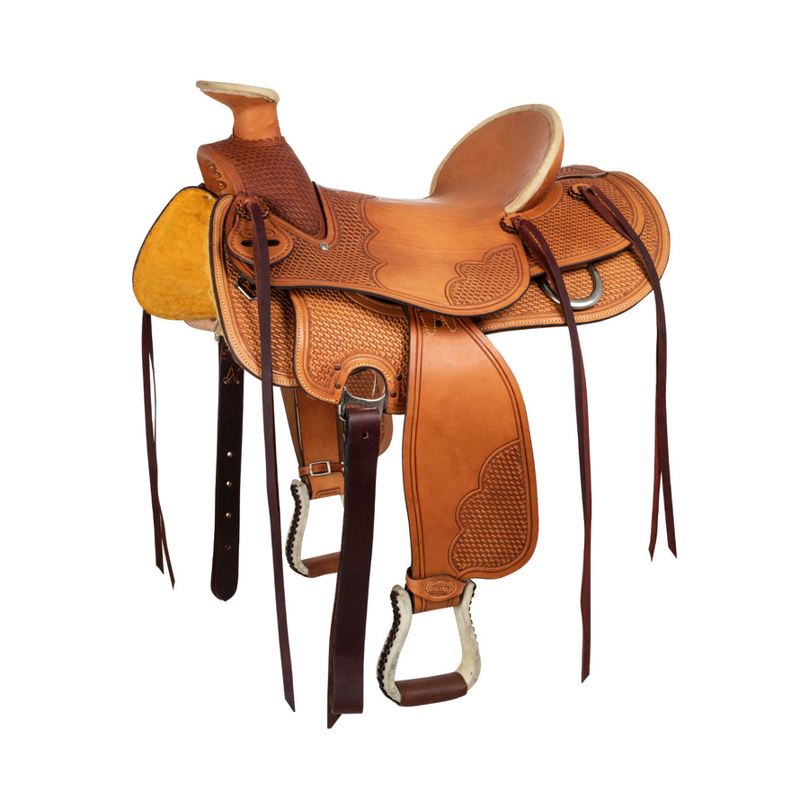 Selle western High Country en cuir souple, travail basket, siège 17 pouces