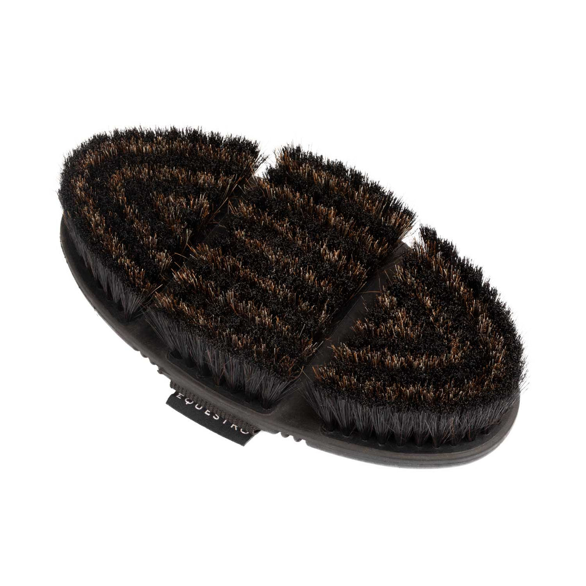 Brosse douce flexible Equestro en crin naturel avec sangle élastique