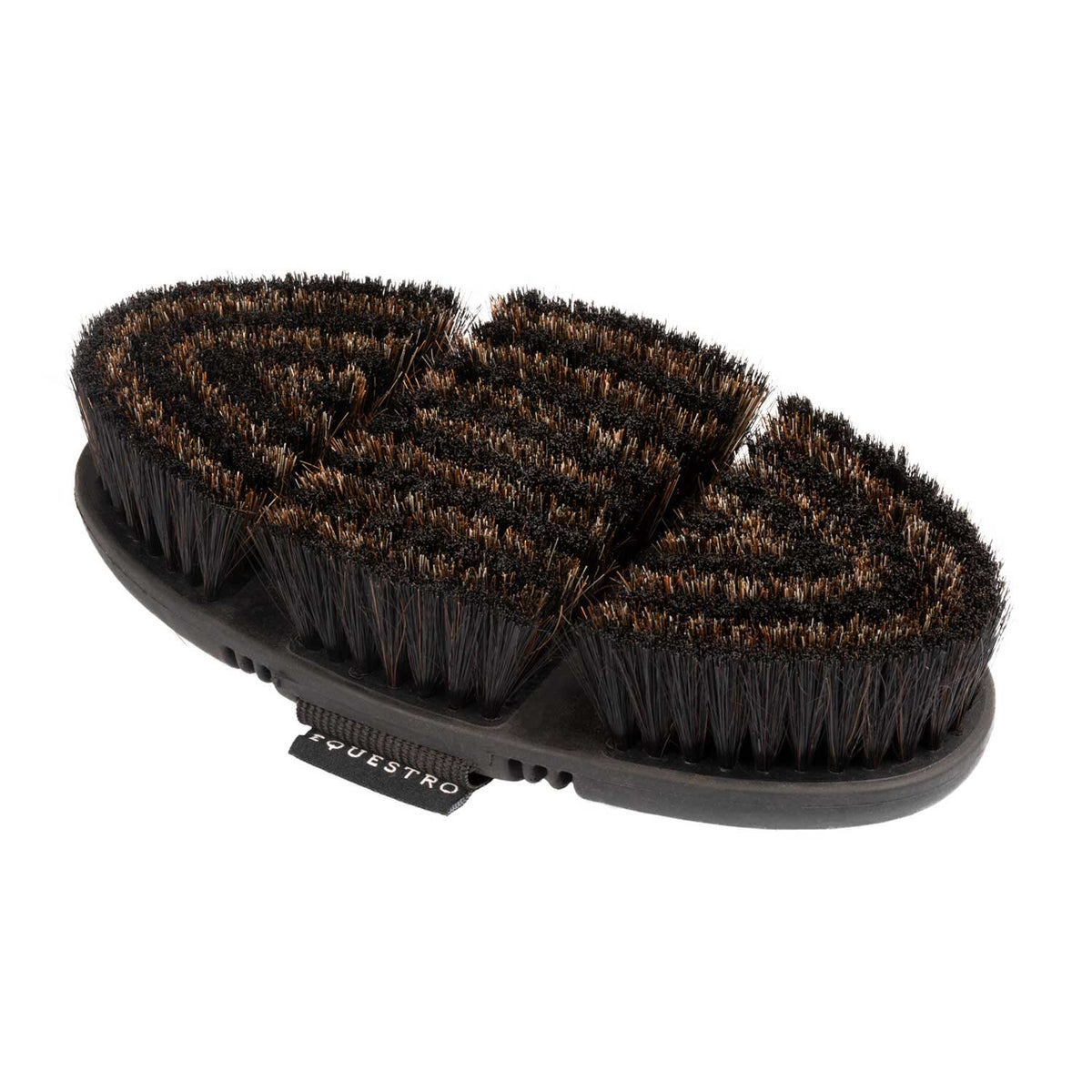 Brosse douce flexible Equestro en crin naturel avec sangle élastique