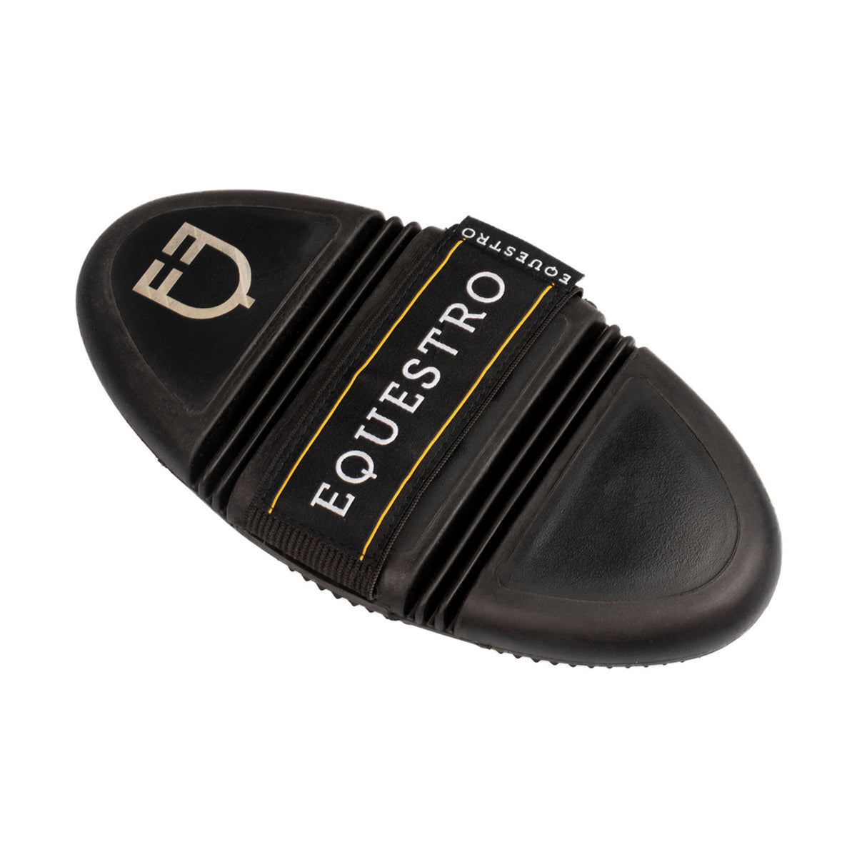 Étrille flexible Equestro en caoutchouc souple avec sangle élastique