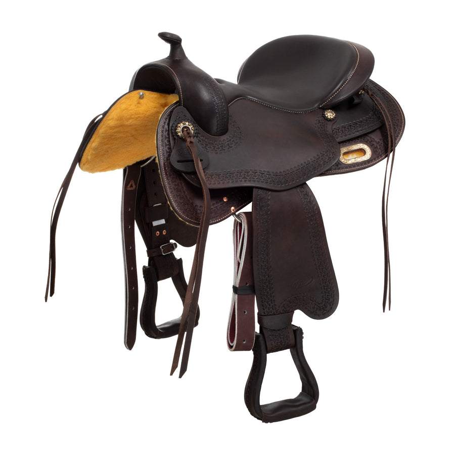 Selle western ronde Freemax FMW en cuir de buffle, fourche au choix