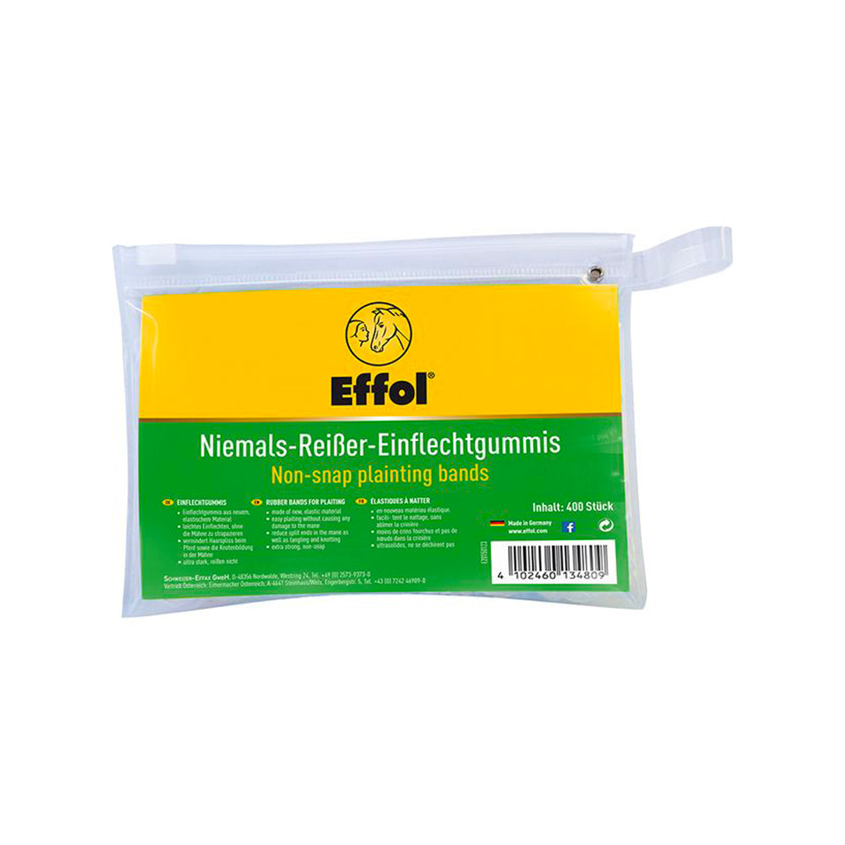 Élastiques crinière Effol, sachet de 400, transparent ou noir