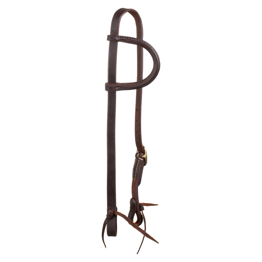 Têtière western une oreille Lakota en cuir, boucles inox