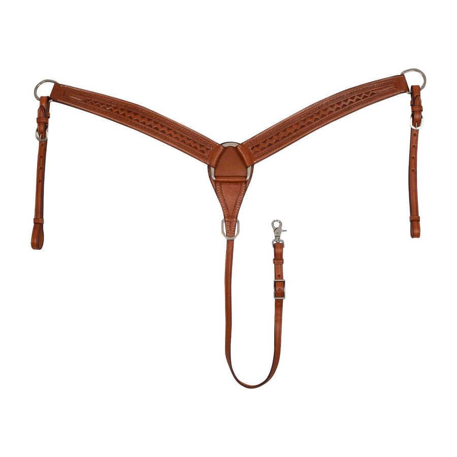 Collier de chasse western McBryan en cuir, décor border stamp