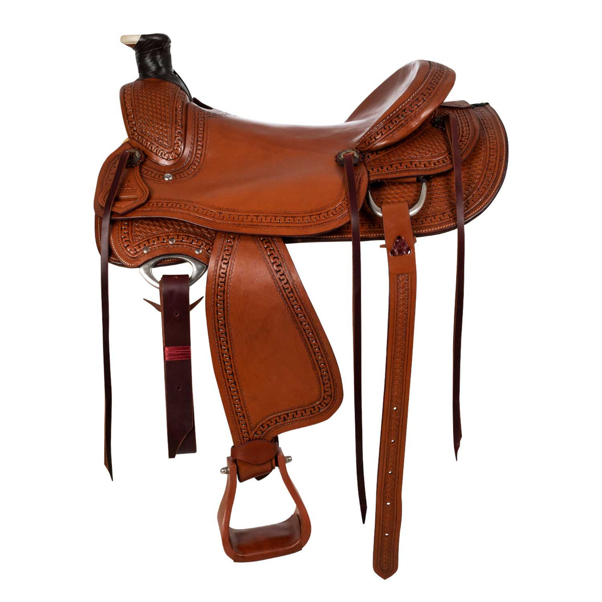 Selle western Wade McBryan travail basket, arçon bois et rawhide, 16 pouces