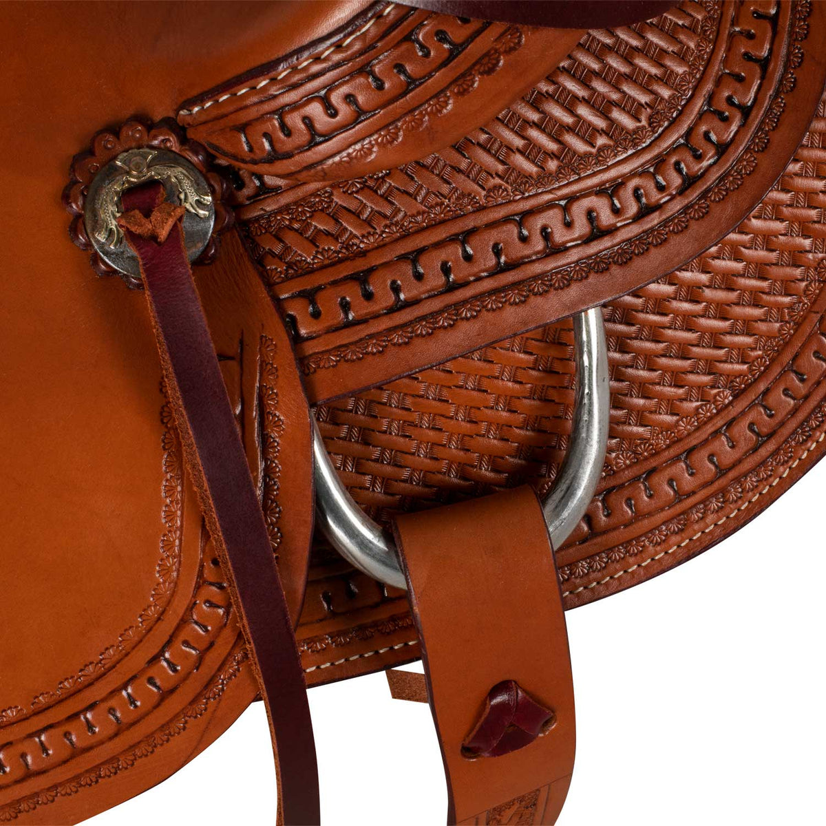Selle western Wade McBryan travail basket, arçon bois et rawhide, 16 pouces