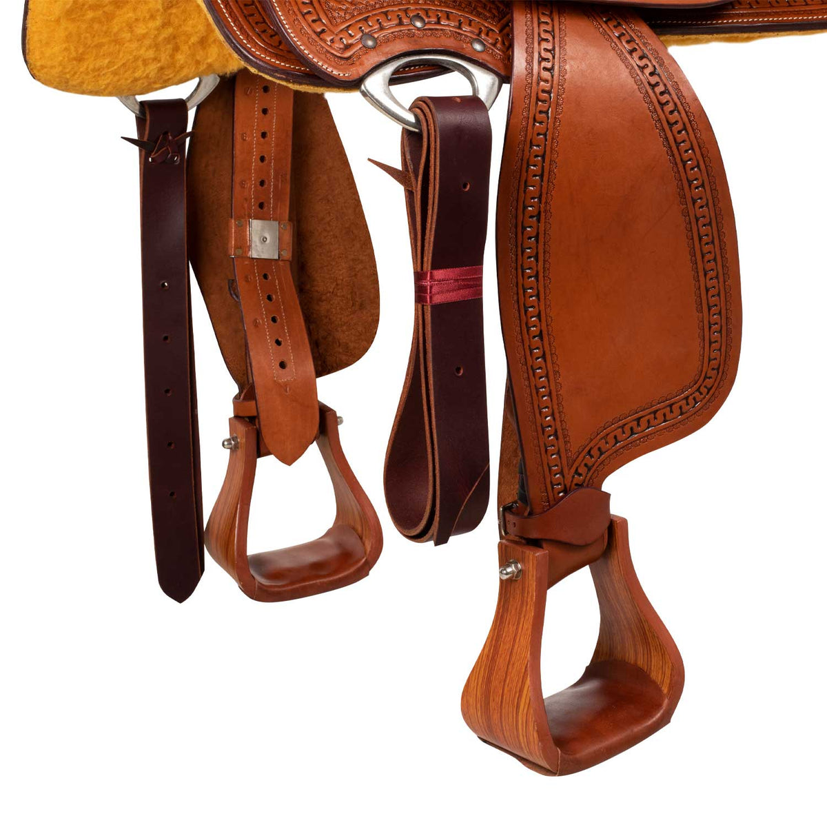 Selle western Wade McBryan travail basket, arçon bois et rawhide, 16 pouces