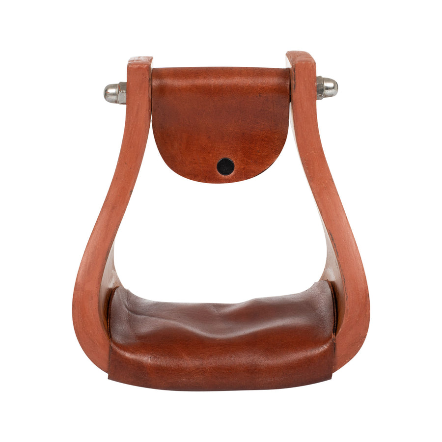 Étriers western McBryan en bois moulé, marchepied recouvert de cuir