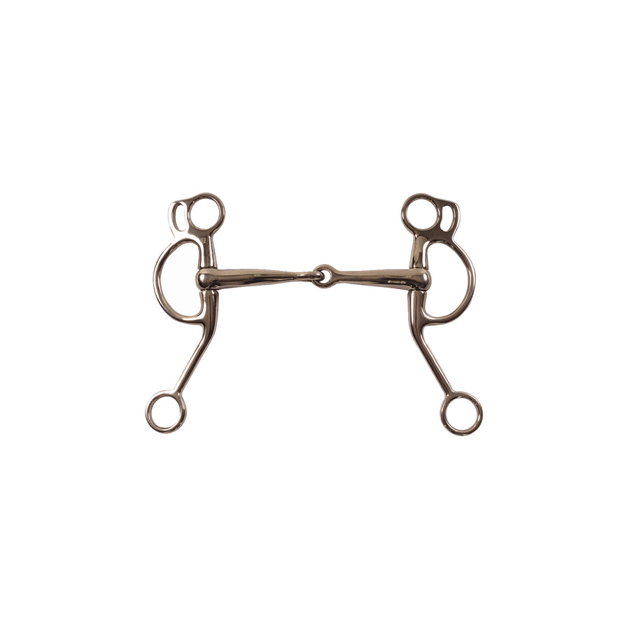 Mors western Pool's en inox, branches courtes inclinées, anneaux en D