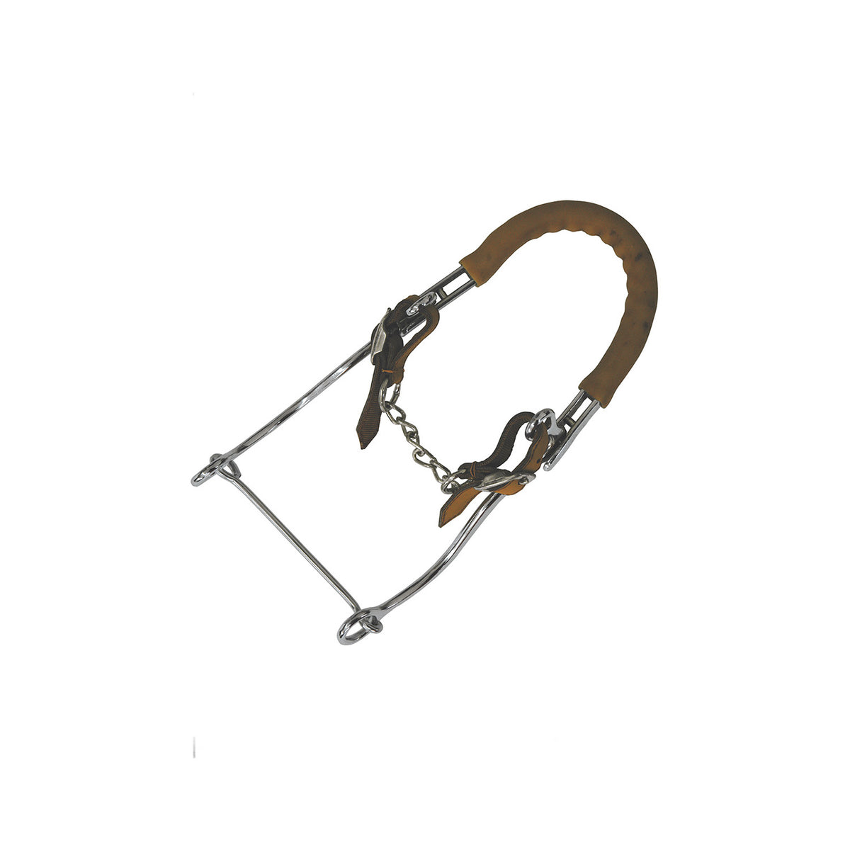 Hackamore western chromé à branches longues, partie supérieure rembourrée