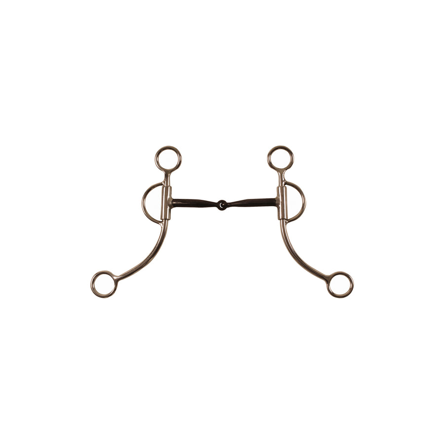 Mors western Pool's en inox, canon articulé fer noir et cuivre, branches longues