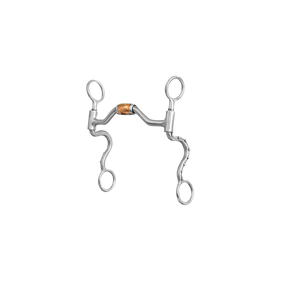 Mors western Metalab satiné, canon semi-articulé cuivre, branches courbes