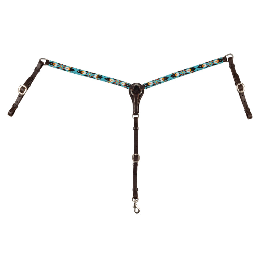 Collier de chasse western Pool's cuir huilé, perles navajo Sky