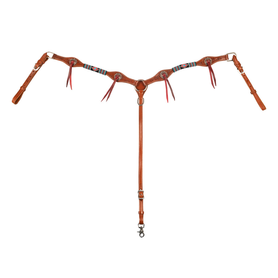 Collier de chasse western Pool's Deluxe cuir huilé, coutures contrastées