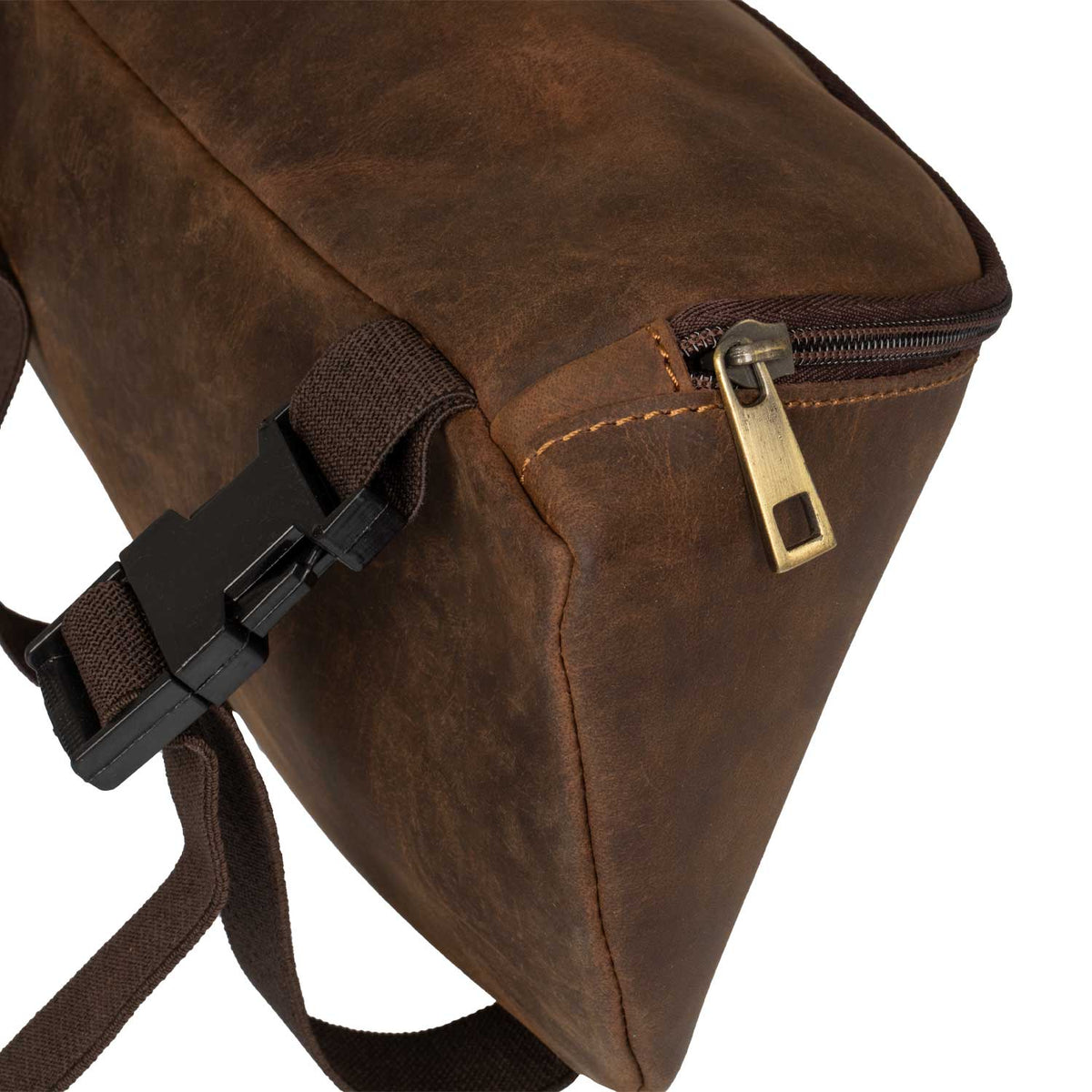 Sacoche de pommeau Pool's en cuir de buffle souple, fermeture zippée