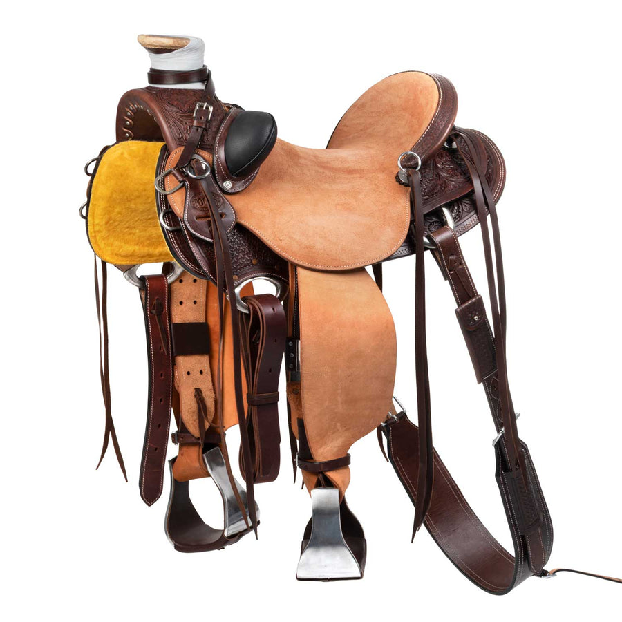 Selle western Wade Arizona Pool's, siège cuir retourné, sangle arrière incluse