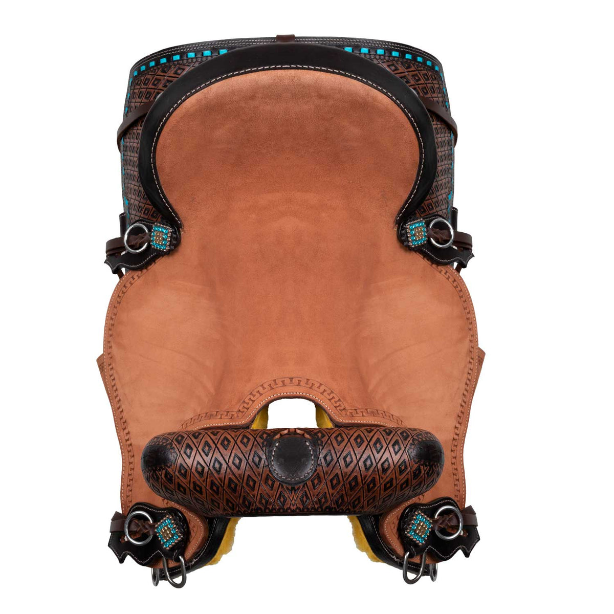 Selle de barrel Pool's MSB, roughout et tooling noir, FQHB 7 pouces