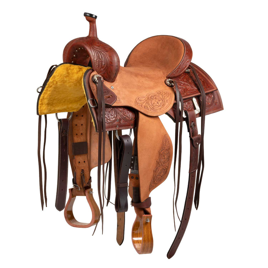 Selle cow horse Pool's Ranch Petal, siège roughout, FQHB 7 pouces