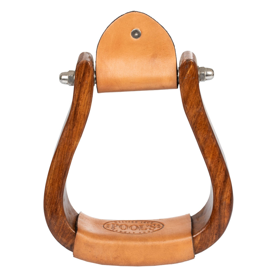 Étriers western Pool's YS standard en bois, renforts cuir