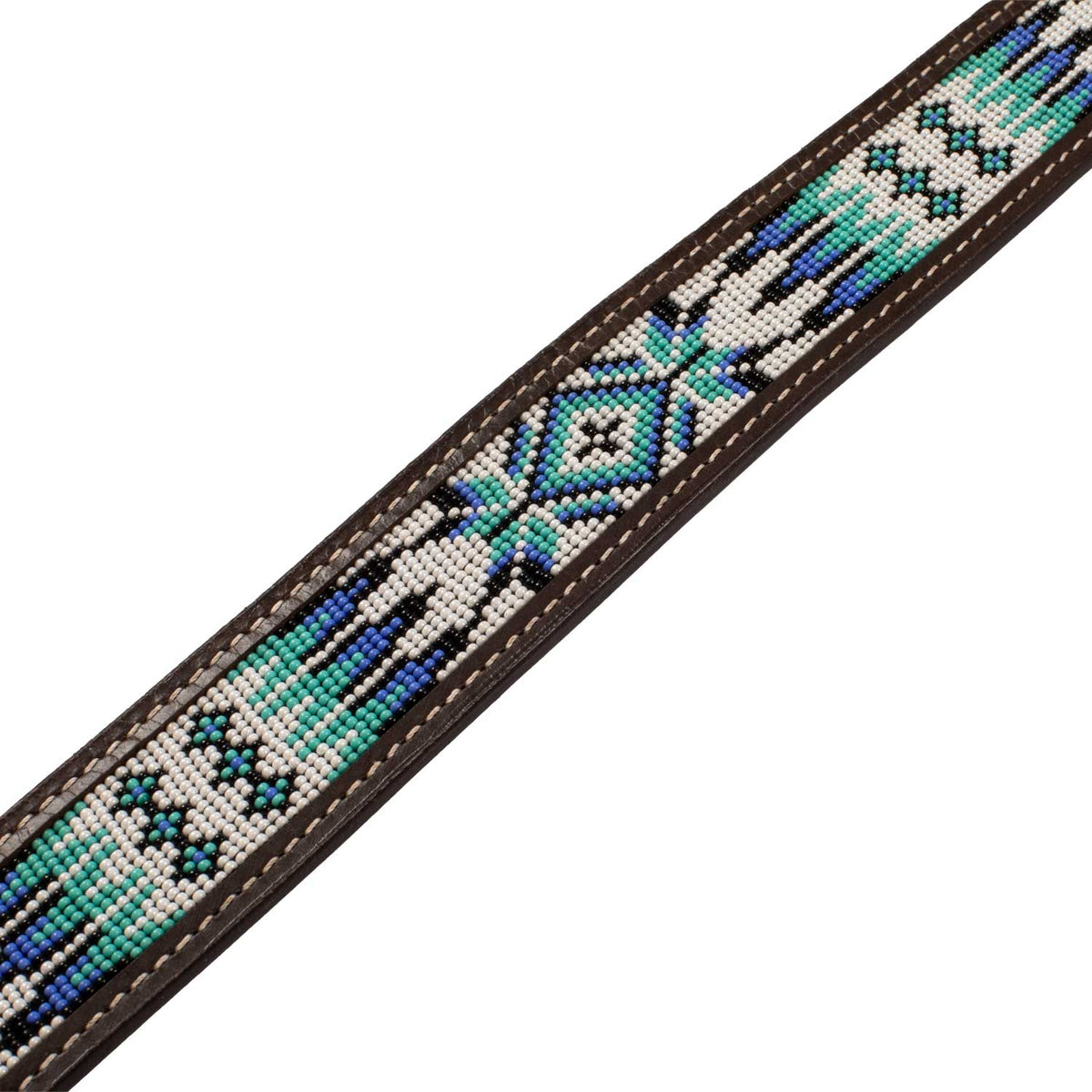 Ceinture western unisexe Pool's en cuir, perles et gravure de plumes