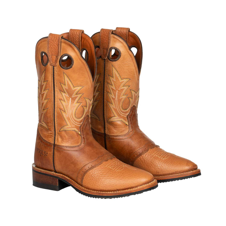 Bottines western femme Pool's 568 en cuir tricolore brodé