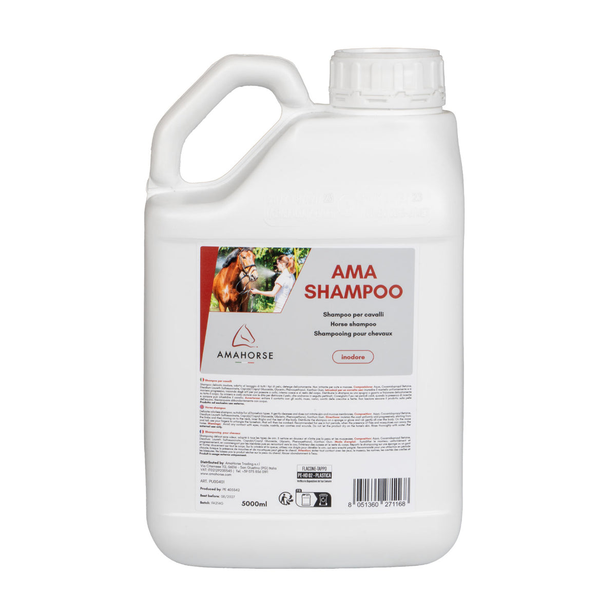 Shampoing cheval AmaHorse doux et inodore, 1 L ou 5 L