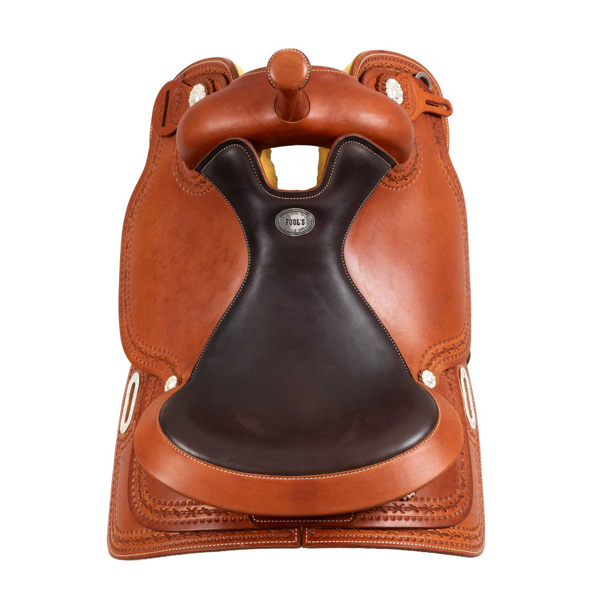 Selle de reining Pool's Regular Skirt 1010 en cuir huilé, 15 à 17 pouces