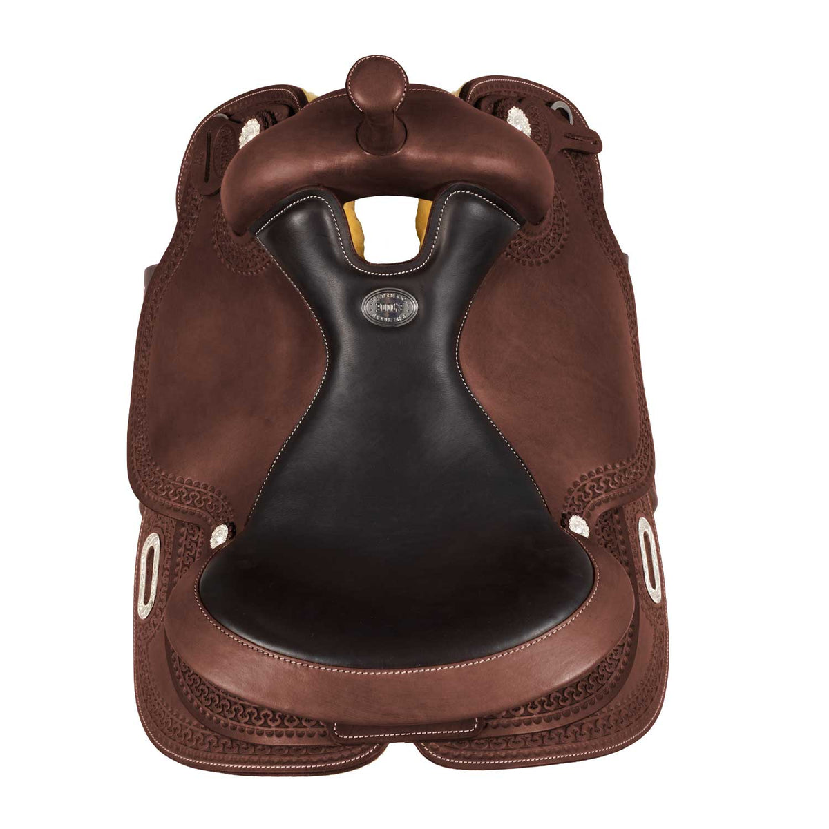 Selle de reining Pool's Round Skirt 3010, coutures contrastées, 15 à 17 pouces