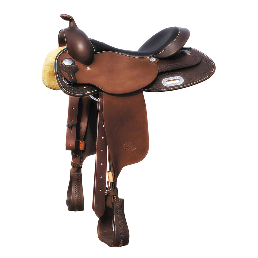 Selle team penning Pool's Rough Out 1020, cuir huilé, 15 à 17 pouces