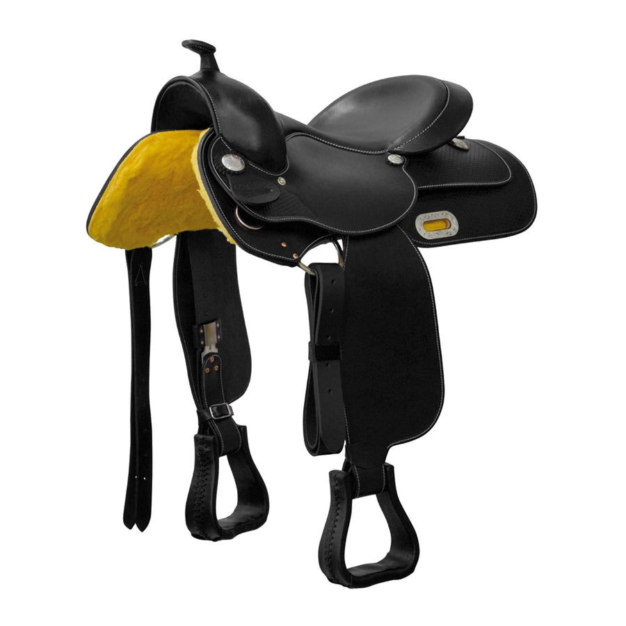 Selle western trail Lakota JJ, siège rembourré, travail basket, arçon Ralide