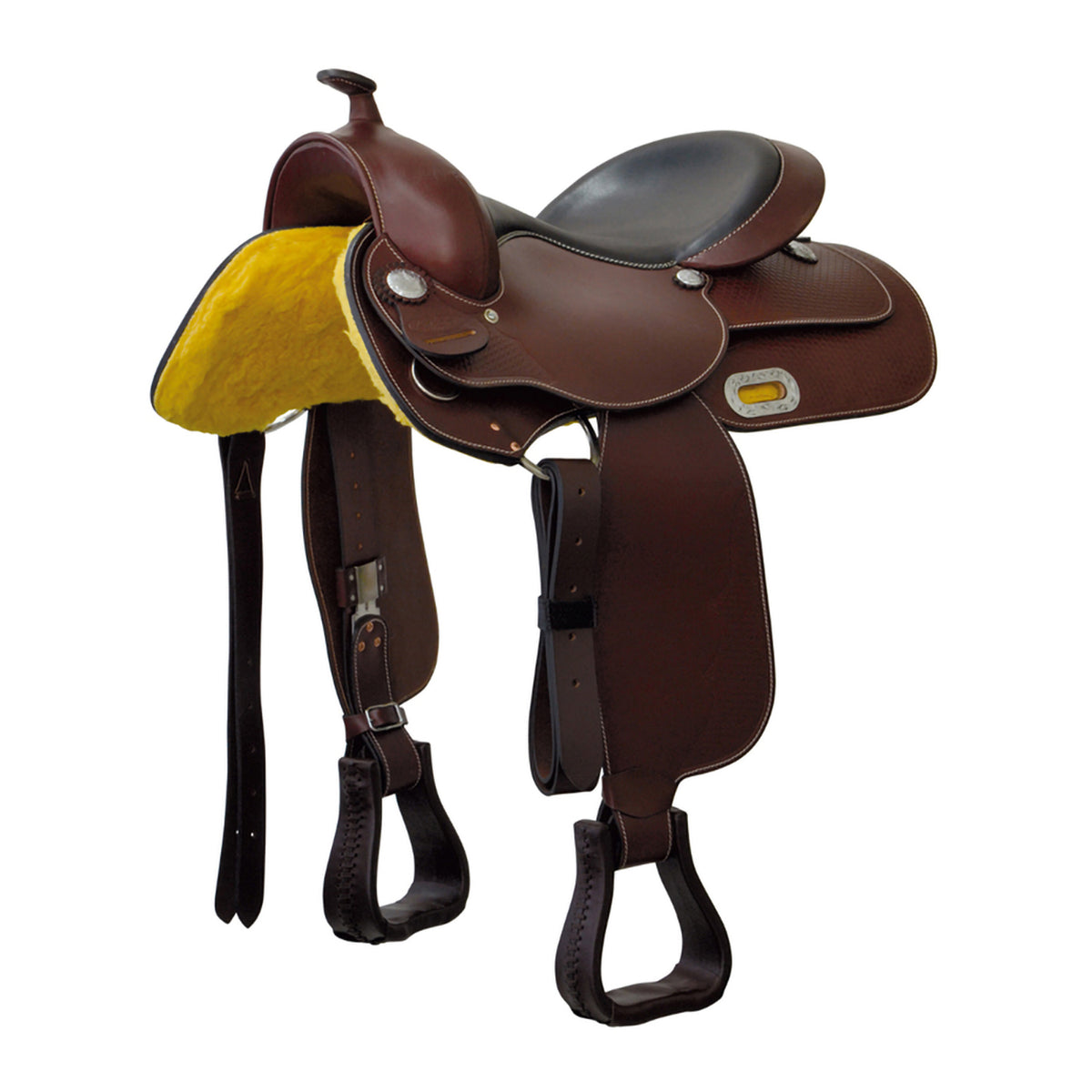 Selle western trail Lakota JJ, siège rembourré, travail basket, arçon Ralide