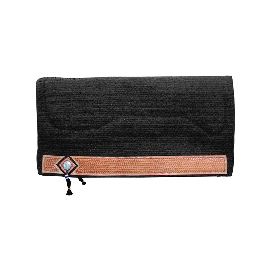Tapis de selle western de show Pool's laine, cuir basket et conchos