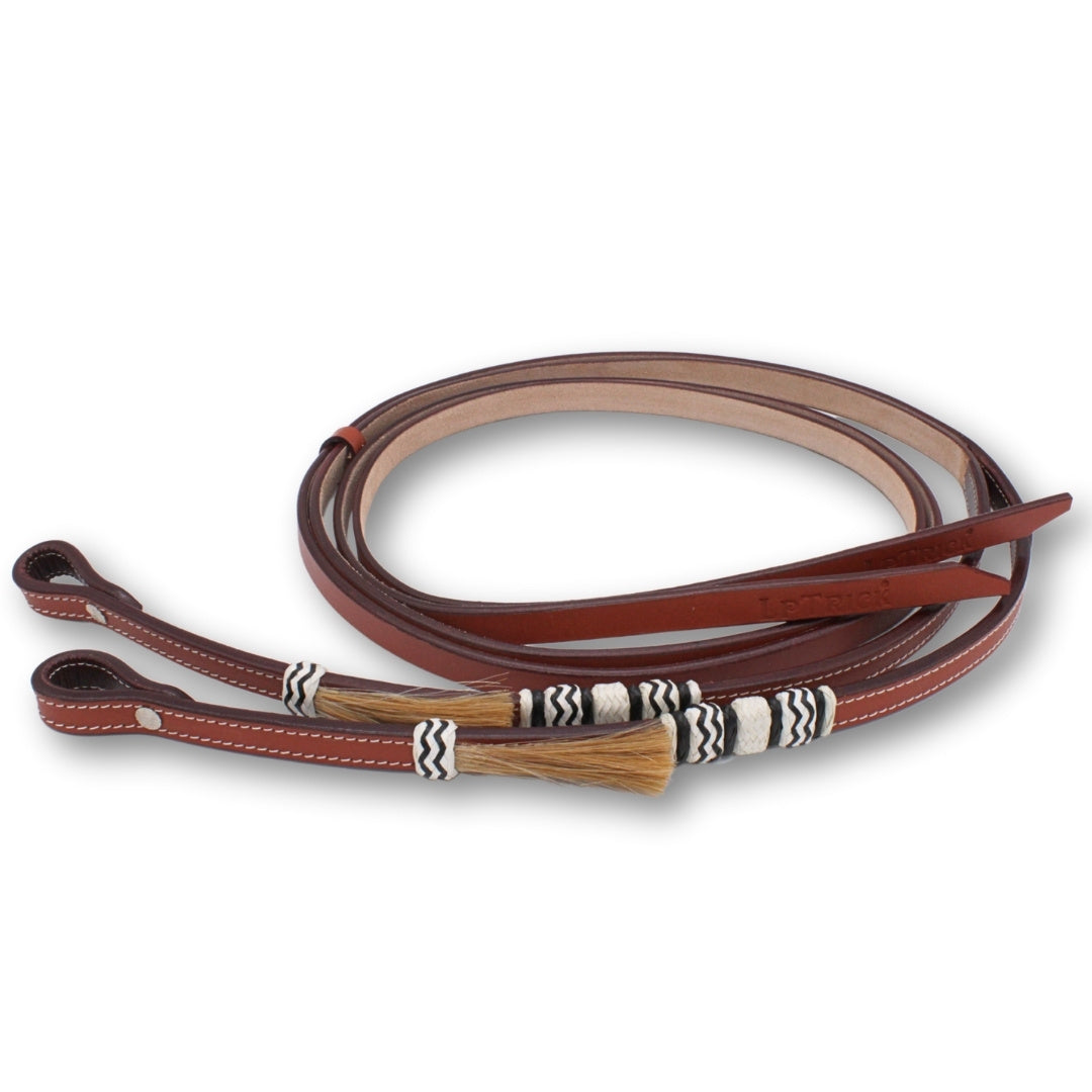 Ensemble western nœuds celtiques et cuir brut tressé, pompons en crin