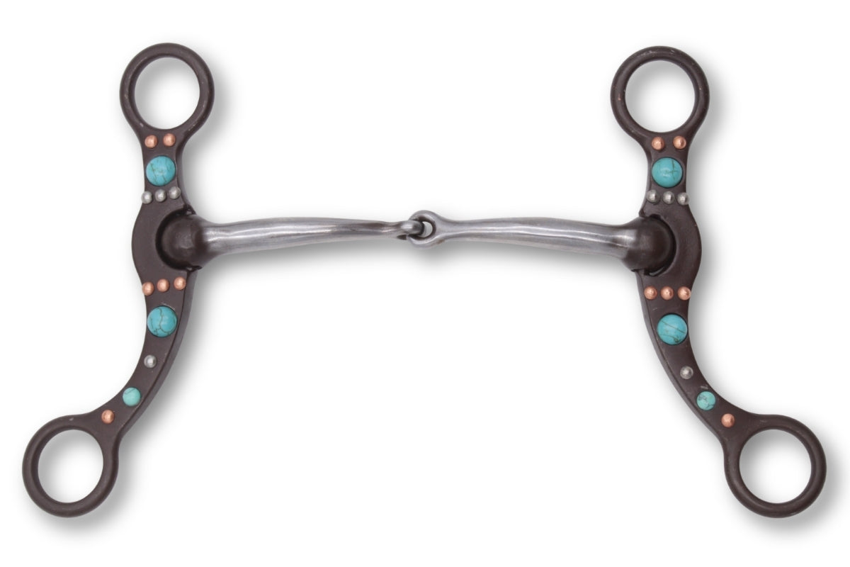 Mors western de show à branches, pierres cuivre et turquoise, 13,5 cm