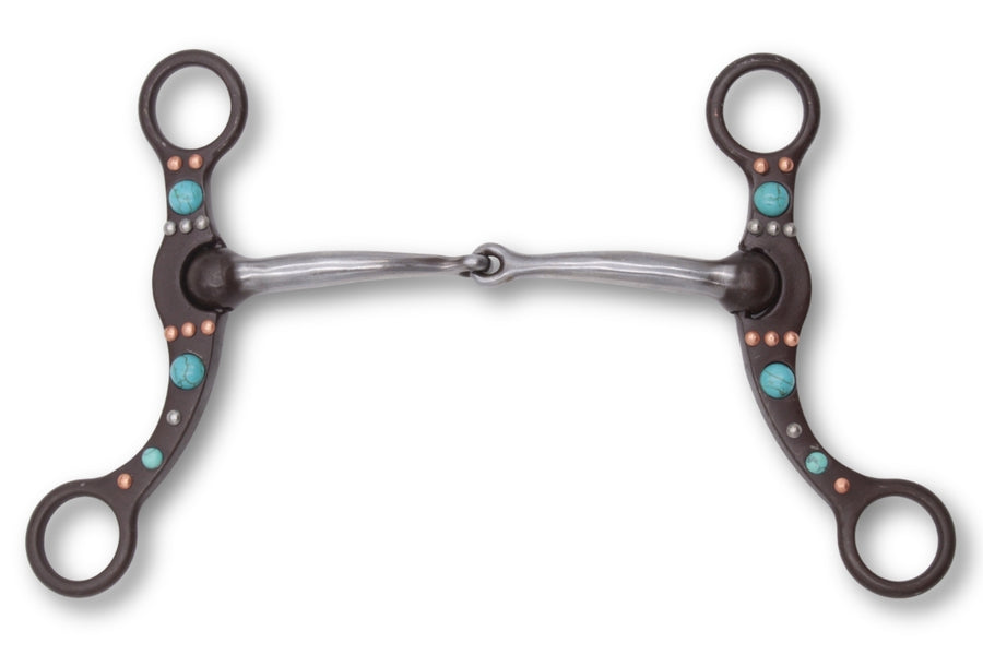 Mors western de show à branches, pierres cuivre et turquoise, 13,5 cm