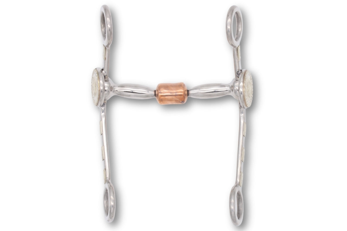Mors western à branches gravées avec gros rouleau cuivre, 12,5 cm