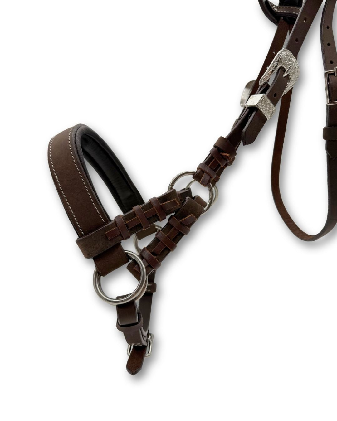 Side-pull western deux oreilles rembourré, cuir marron foncé
