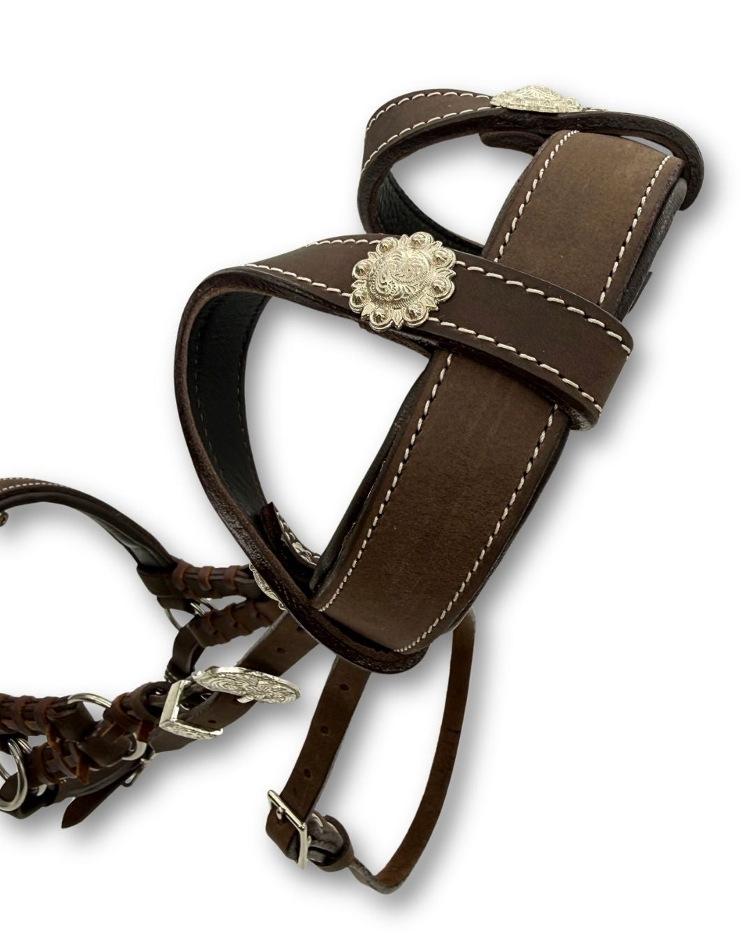 Side-pull western deux oreilles rembourré, cuir marron foncé