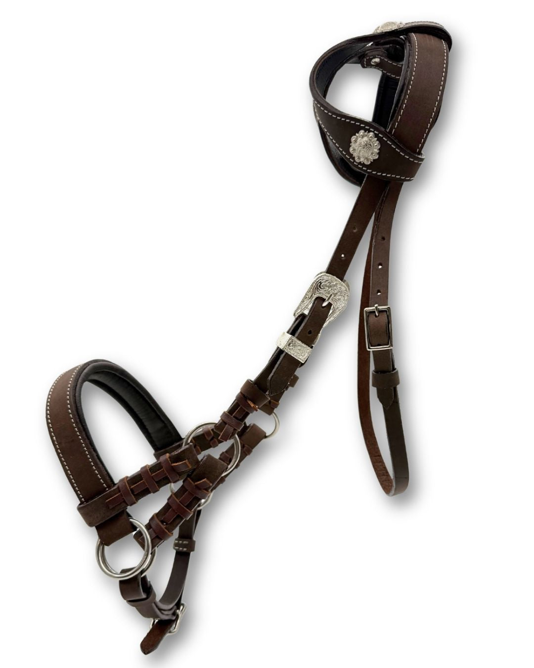 Side-pull western deux oreilles rembourré, cuir marron foncé