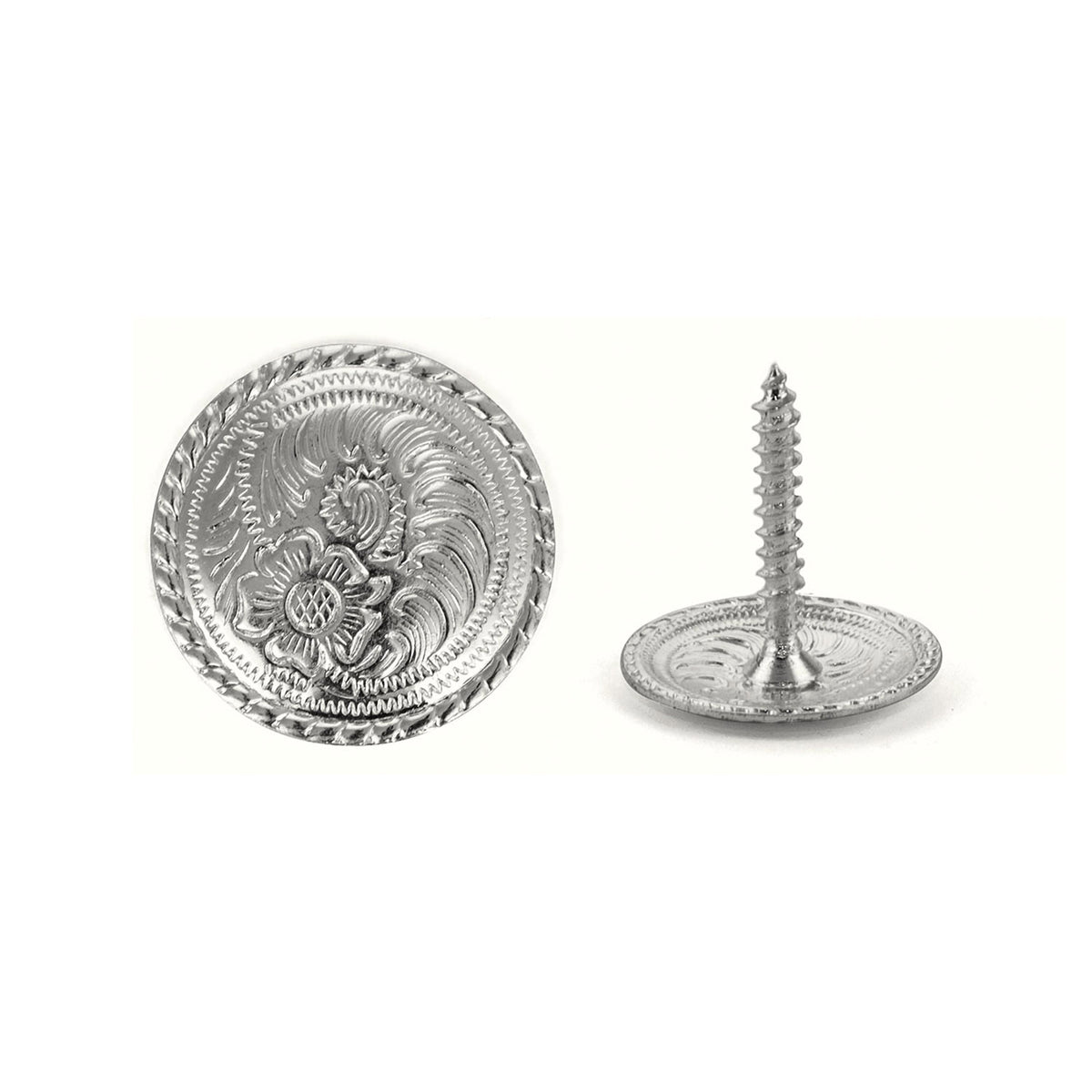 Rosette de selle western à vis, gravure florale, taille S, M ou L