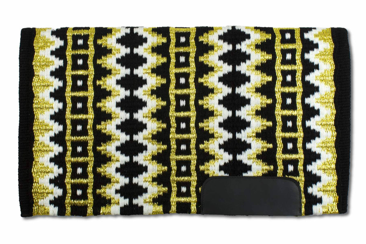 Couverture de selle western pailletée or, laine, 86 x 96 cm